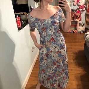 Jessica Simpson blue floral maxi dress with pockets